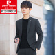 皮尔卡丹（pierre cardin）春秋季西服套装男士休闲小西装修身韩版潮流痞帅上衣外套 中灰套装 XL