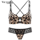 VICTORIA HARBOUR Victoria Harbor Sexy Leopard Print Underwear Women's Small Breasts Gather Big Summer New Front Button Beautiful Back Bra Set Leopard Print Set 70A Thick Section 2.1cm
