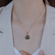 Retro Hetian Jade Laughing Buddha Necklace for Women High-end Light Luxury Necklace Simple Temperament Clavicle Chain Niche Design ins XL20281 (Dark)
