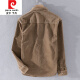 
Pierre cardin spring and autumn plus velvet long-sleeved shirt men's corduroy jacket thickened loose casual velvet cotton shirt solid color top 9755 - light gray regular XL [135Jin [Jin equals about 0.5 kg]]