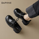 Daphne British Style Leather Chaussures pour femmes 2023 Automne Black Lace-Up Single Chaussures Japonais Retro Mood Black 38
