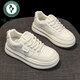 Woodpecker genuine leather round-toe white shoes for women 2025 autumn new thick-soled casual sneakers for students with skirts and sneakers off-white main picture 36