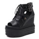Luyiyahan women's pine cake sandals in spring and summer heels in the heels and fish mouth sandals waterproof platform high heel mesh thick sole 9568-25 lips black 14cm 36