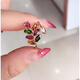 Qinhenghui Guaranteed Official Quality Tourmaline Ring 925 Silver Gold Plated Candy Color Gemstone Open Ring for Women Tourmaline Ring Rose Gold