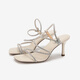 Qianbaidu [Serie Silent] Sandalias de moda con tacón de tacón para mujeres nuevas sandalias de moda de verano Silver/Beige 38