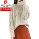 Pier Cardin 100% reiner Kaschmirpullover für Frauen runder Hals schwerer Industrie Haken und hohl gestrickter Pullover loßer fauler Kaschmirbasis Original Samtreis L.