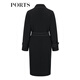 
PORTS Women's Clothing Autumn and Winter New Long Sleeve Medium Long Trench Coat LL9T022LWB006 Black M (6)
