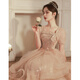 Fuyihao adult dress for women 18-girl dress for students puffy skirt 2025 new banquet temperament light luxury niche high-end design khaki long (champagne color) M