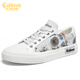 Carabin toile chaussures de chaussures pour hommes graffiti été tendance nationale chaussures blanches sportives pour hommes et chaussures décontractées chaussures à tendance tous les chaussures basses blanches 41 une taille une taille plus grande que les chaussures de sport