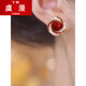 Yuman New Year red pearl earrings for women, exquisite and compact s925 silver needle earrings, elegant and temperament New Year sterling silver earrings, oil dripping pearl earrings, 925 silver needle