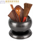 Bottle bowl and rice bowl in temple tableware vegetarian bowl monk rice bowl stainless steel double-layer heat insulation monk rice bowl for meal cotton bowl bag-coffee color
