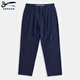 DENHAM men's new retro trendy fashion simple blue cotton linen blend cropped pants loose men's pants casual carrot pants BLUE M 170/74A