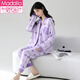 Pyjama modal pour les femmes au printemps et à l'automne coton pur nouveau version coréenne Version douce et mignonne imprimée imprimée de grande taille de grande taille en deux pièces vêtements à la maison 3524 m (80jin [Jin est égal à 0,5 kg] -100jin [Jin est égal à 0,5 kg]))