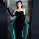 RONGXITU black velvet tube top fishtail evening dress skirt birthday performance host annual meeting long picture color S (15 days pre-sale)