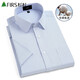 Shanshan Short à manches à manches courtes Men de papa mince de l'âge moyen Business Plaid Stripes décontractées et faciles à maintenir la chemise blanche et blanc rayures 42