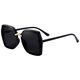 Mijilin 2022 New Large Frame Black Super Women's Glasses Fashion Sunglasses Men's Korean Polygon Sunglasses Women's Driving Shade Polarized Mirrors Women's Bright Black Mirror Box + Cloth
