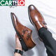 卡帝乐鳄鱼（CARTELO）皮鞋男士夏季搭扣复古商务正装休闲朋克夜发型师新郎结婚鞋男鞋子 -3883黑色 38