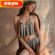 
Zhidou Dou's new sexy thin ice silk backless deep V lace lace lace pajamas small breasts large size suspender shorts home suit cc-1283 bean green M Recommended 80-95 Jin [Jin equals 0.5 kg]