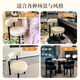 Kunfeng dressing table makeup chair, light luxury and high-end dressing chair, internet celebrity manicure chair, modern simple stool for girls' bedroom, white cashmere, thickened and reinforced, black legs painted