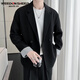 Vuitton sheep's spring new men's casual and versatile suit suit, fashionable top, loose suit jacket for men, black jacket + white long T + trousers, three pieces XL