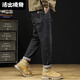 
Live out the angular American retro jeans men's large size fat man loose high elastic plus fat plus large size high waist Harlen small feet trousers black thin style LZM828 8XL /48 [280-300Jin [Jin equals 0.5 kg] wear]