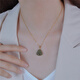 Retro Hetian Jade Laughing Buddha Necklace for Women High-end Light Luxury Necklace Simple Temperament Clavicle Chain Niche Design ins XL20281 (Dark)