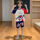 Langsha Children's Pyjamas Boys Summer Summer à manches courtes en coton mince Coton Boys Boys Petits étudiants d'âge moyen et d'été Cartoon Set Ltn673 165 suggéré 160-165 cm / 95-115jin [Jin est égal à 0,5 kg]