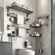 Yweel Gun Grey Space Aluminium Handtuchregal ohne Stanztoilettenregal Badezimmer Wandmontierter Toiletten-Toilettenhandtuchpistole graues Badetuch Rack 60 cm [Luxusmodell]