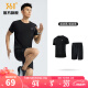 361 Degree Sports Suit Men's Summer New Running Short-Sleeved Sportswear Suit Basic Comfortable Quick-Drying Fitness Training Clothes [Men's Style] Super Black/Super Black L