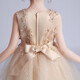 Dev Ake Kinderkleid Girl Prinzessin Rock Moderatorin High-End Piano Performance Evening Kleid Little Girl Hochzeit Sommer Big Boy BX683 Langarmiger Champagnerfarbe 140 (Empfohlen 51-60 Jin [Jin gleich 0,5 kg])