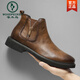 Woodpecker Autumn and Winter Martin Boots Men's Fleece Chelsea Men's Boots Low Top British Style Retro Pointed toe Medium and High Top Leather Shoes Short Boots Black 38 (240mm)