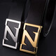 LUGAYE Lujiaye 520 Men's genuine leather Z buckle letters top layer pure cowhide youth belt board buckle smooth buckle business gift box belt 6621 Golden Z buckle dark brown 3.5CM 105cm