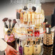 Fantasy internet celebrity cosmetics storage box rotating acrylic dressing table organizer desktop lipstick and skin care product storage rack LL8 rotatable transparent diamond pattern