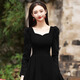 Li Baixin black evening dress annual meeting velvet light luxury niche high-end sense vocal music art test birthday banquet dress host black velvet long long sleeves M