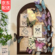 Yunshun Felt Board Photo Wall 3D Butterfly Wall Sticker Message Cork Board Display Board Bedroom Entrance Background Wall Decoration Painting Retro Brown 60*80 32 Three-dimensional Butterfly + 6 Cards + Velcro
