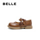 Belle Bow Tie Comfortable Fashion Shoes Women's Mall Same Style Princess Shoes Children's Shoes A6030A85 Brown 28
