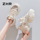 
ZHR dad shoes for women in summer thick sole casual mesh hole shoes for women breathable women shoes G673E beige (mesh) 34