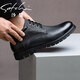 Shachi Herrenschuhe Herbst und Winter Neu warm warme Plüsch High-Top-Schnür-Bustner-Business-Cotton-Lederschuhe Schwarz Leder Martin Stiefel Schwarz 63886023z 38