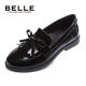 Belle children's shoes women's spring and autumn children's leather shoes black girls student shoes back to school shoes British campus formal shoes performance shoes DE0336 black size 33