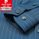 Pierre Cardin Simple Men's Autumn and Winter New Warm Shirt Men's Thickened Middle-aged Striped Velvet Shirt Business F5007 Blue XL 175/40