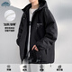 Dingfengbaoluo American cotton jacket men's autumn and winter casual cotton jacket thickened windproof hooded warm cotton jacket DFM18 black XL