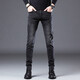 
Romon high-end jeans men's slim feet spring and autumn new Korean style stretch spring style men's casual long pants men's pants 1048 black regular size 32