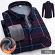 Manian Kangaroo Winter Plus Fleece Warm Shirt Men's Plaid Shirt Long Sleeve Thickened Men's Clothing Fall and Winter Middle-aged Daddy 9906 2XL