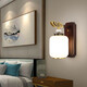 Neue chinesische Wandlampe Full Kupfer 2024 Neues chinesisches Stil Massivholz Zen Krankenbettlampe Hintergrund Wandlampe Treppenlampe Einkopfwand Lampe-1105 [Massivholz Lampenarm] Keine Spezifikationen