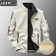 JEEP SPIRIT jacket men's spring and autumn stand collar loose double-sided wear winter youth middle-aged business jacket with cotton jacket 9866 khaki spring and autumn style [upgrade version] L (recommended 115-130 Jin [Jin equals 0.5 kg])