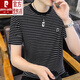 Pierre Cardin Herrener runder Hals reines Baumwollstreifen kurzärmeligte T-Shirt für Herren Sommer Neues T-Shirt Koreanischer Stil Schleicher Pass