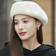 Bijinger Beret Women's 2023 Autumn and Winter Women's Autumn and Winter Versatile Painter Hat Beige Woolen Beige Painter Hat One Size Adjustable