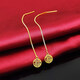 BOMP Old Phoenix Gold Store Hong Kong duty-free gold ear wire women's gold earrings long tassel four-leaf clover earrings Fu word ear wire