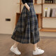 Cypress Plaid Skirt 2025 Autumn New Women's Pocket Elastic High Waist Mid-Length A-Line Skirt