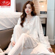 浪莎（LangSha）金丝绒睡衣女2023年新款简约性感秋冬季加厚宫廷风七夕情人节礼物 9926BA V花边 白色 XL